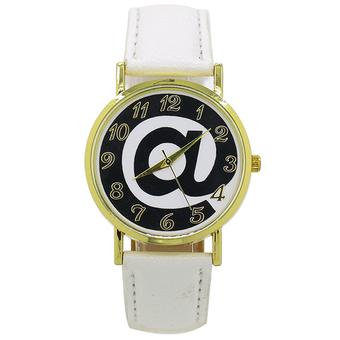 Sanwood Unisex "@" Dial Numerals Faux Leather Band Quartz Watch White (Intl)  