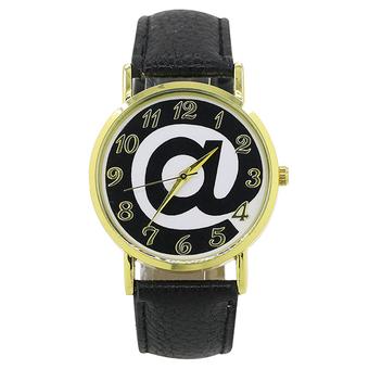 Sanwood Unisex "@" Dial Numerals Faux Leather Band Quartz Watch Black (Intl)  