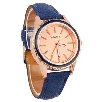 Sanwood Unisex Geneva Faux Leather Analog Quartz Wrist Watch Sapphire Blue (Intl)  