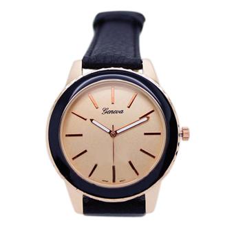 Sanwood Unisex Geneva Faux Leather Analog Quartz Wrist Watch Black (Intl)  