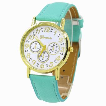 Sanwood Unisex Geneva Faux Leather Digital Dial Analog Quartz Watch Green (Intl)  