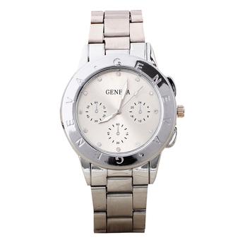 Sanwood Unisex Geneva Rhinestone Dial Alloy Quartz Wrist Watch Silver  