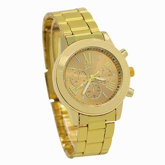 Sanwood Unisex Geneva Roman Number Alloy Business Quartz Watch Golden (Intl)  