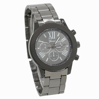 Sanwood Unisex Geneva Roman Number Alloy Business Quartz Watch Black (Intl)  