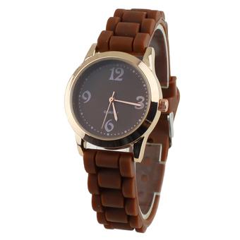 Sanwood Unisex Geneva Silicone Band Quartz Analog Watch Brown (Intl)  