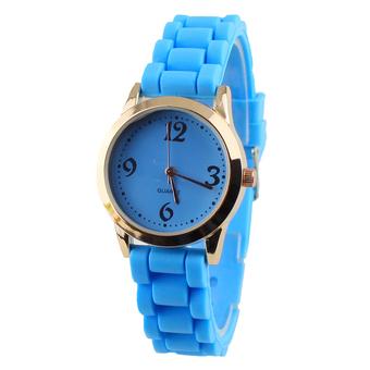 Sanwood Unisex Geneva Silicone Band Quartz Analog Watch Sky Blue (Intl)  