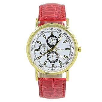 Sanwood Unisex Geneva Small Scale Dial Faux Leather Quartz Watch Rose Red (Intl)  