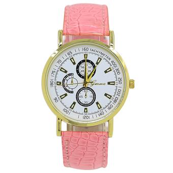 Sanwood Unisex Geneva Small Scale Dial Faux Leather Quartz Watch Pink (Intl)  