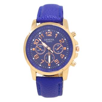 Sanwood Unisex Geneva Sub-Dials Faux Leather Quartz Wrist Watch Sapphire Blue  