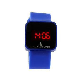 Sanwood Unisex LED Digital Touch Screen Sport Silicone Wrist Watch Dark Blue  