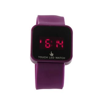 Sanwood Unisex LED Digital Touch Screen Sport Silicone Wrist Watch Purple  