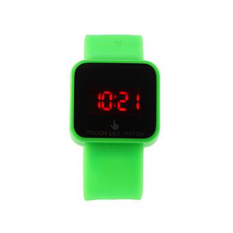 Sanwood Unisex LED Digital Touch Screen Sport Silicone Wrist Watch Green  