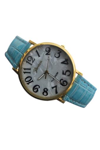 Sanwood Unisex Shell Face Style Faux Leather Wrist Watch Blue  