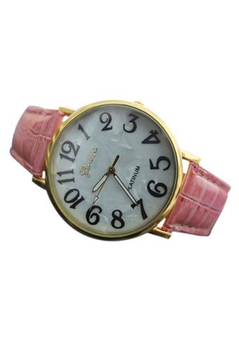 Sanwood Unisex Shell Face Style Faux Leather Wrist Watch Rose-Red  