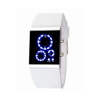 Sanwood Unisex Silicone Strap LED Digital Sports Wrist Watch White (Intl)  