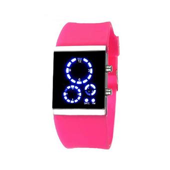 Sanwood Unisex Silicone Strap LED Digital Sports Wrist Watch Rose Red (Intl)  