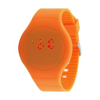 Sanwood Unisex Ultra-thin Sport Touch LED Digital Bracelet Wrist Watch Orange  