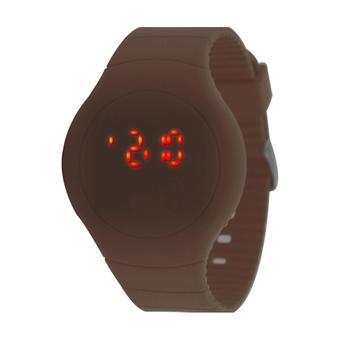 Sanwood Unisex Ultra-thin Sport Touch LED Digital Bracelet Wrist Watch Coffee  