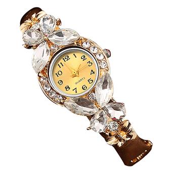 Sanwood Women Crystal Butterfly Cuff Bangle Quartz Wrist Watch White (Intl)  