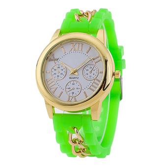 Sanwood Women Silicone Band Roman Numerals Quartz Wrist Watch Green (Intl)  