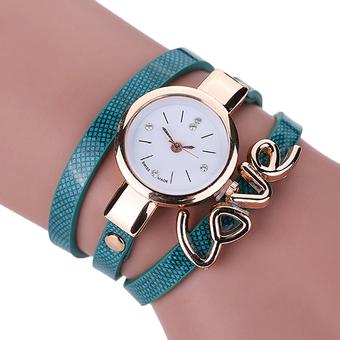 Sanwood Women's 3 Layers Faux Leather Wrap Bracelet Quartz Watch Lake Blue (Intl)  