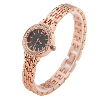 Sanwood Women's Analog Quartz Alloy Band Bracelet Wrist Watch Golden Black (Intl)  