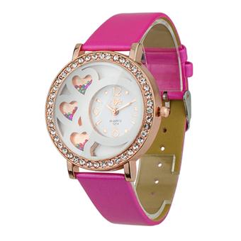 Sanwood Women's Beads Crystals Decor Watch Rose Red  