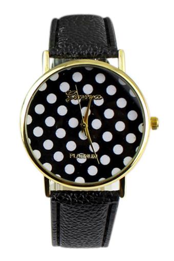 Sanwood Women's Black Leather Strap Watch  