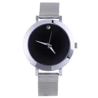 Sanwood Women's Casual Silver Tone Alloy Mesh Band Quartz Wrist Watch Black  