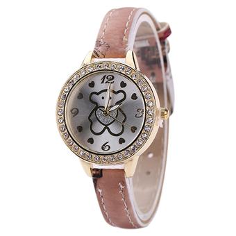 Sanwood Women's Cute Bear Dial Faux Leather Band Wrist Watch Coffee (Intl)  