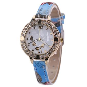 Sanwood Women's Dragonflies Dial Fine Flower Band Quartz Wrist Watch Blue (Intl)  