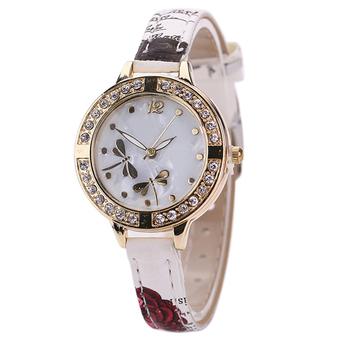 Sanwood Women's Dragonflies Dial Fine Flower Band Quartz Wrist Watch White (Intl)  