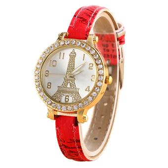 Sanwood Women's Effiel Tower Slim Faux Leather Band Wrist Watch Type 1 (Intl)  