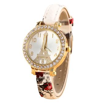 Sanwood Women's Effiel Tower Slim Faux Leather Band Wrist Watch Type 2 (Intl)  