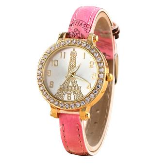 Sanwood Women's Effiel Tower Slim Faux Leather Band Wrist Watch Type 4 (Intl)  