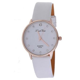 Sanwood Women's Fashion Crystal Leather Band Quartz Wrist Watch White (Intl)  