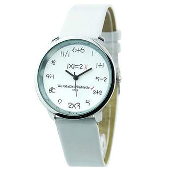 Sanwood Women's Fashion Mathematics Dial Quartz Wrist Watch White  