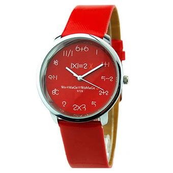 Sanwood Women's Fashion Mathematics Dial Quartz Wrist Watch Red  