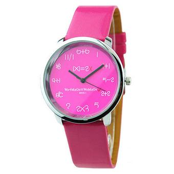 Sanwood Women's Fashion Mathematics Dial Quartz Wrist Watch Rose Red  