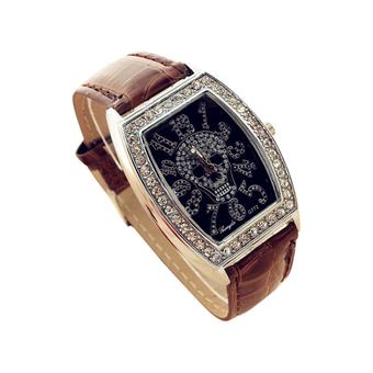 Sanwood Women's Fashion Skeleton Dial Leather Wrist Watch Coffee (Intl)  