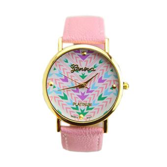 Sanwood Women's Faux Leather Geneva Quartz Watch Pink (Intl)  