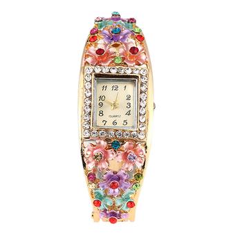 Sanwood Women's Flower Band Square Dial Bracelet Alloy Quartz Watch Multi-Color (Intl)  