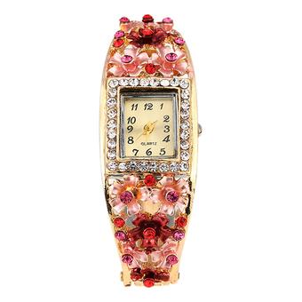 Sanwood Women's Flower Band Square Dial Bracelet Alloy Quartz Watch Red (Intl)  