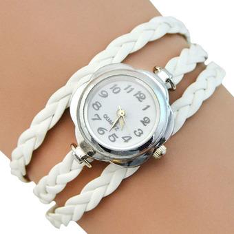 Sanwood Women's Flower Case 3 Layers Braided Wrist Watch White (Intl)  