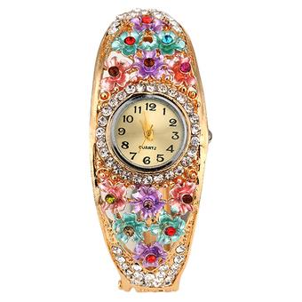 Sanwood Women's Geneva Flower Crystal Bangle Quartz Watch Multi Color (Intl)  