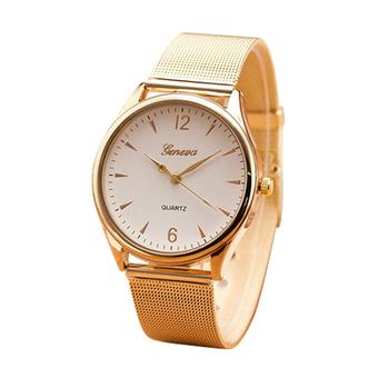 Sanwood Women's Geneva Gold Tone Mesh Band Round White Dial Quartz Wrist Watch  