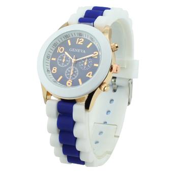 Sanwood Women's Geneva Jelly Silicone Strap Quartz Sports Watch Dark Blue  