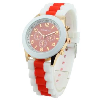 Sanwood Women's Geneva Jelly Silicone Strap Quartz Sports Watch Red  