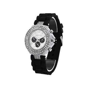 Sanwood Women's Geneva Silicone Jelly Wrist Watch Black  