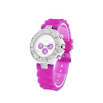 Sanwood Women's Geneva Silicone Jelly Wrist Watch Deep Pink  